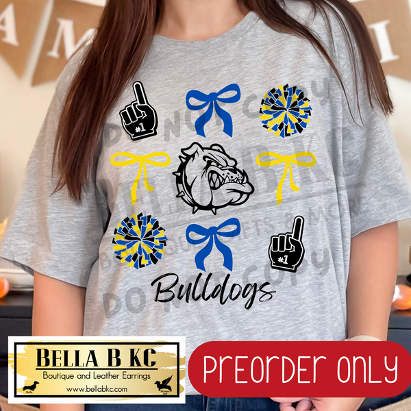 **PREORDER ONLY** Bulldogs BLUE Coquette Bows Tee or Sweatshirt - 1 Week Turn Around from Date of Order