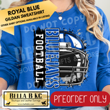 **PREORDER ONLY** Bluejays Football Split Helmet - Tee or Sweatshirt - 1 Week Turn Around from Date of Order