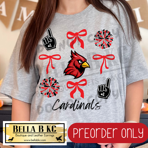 **PREORDER ONLY** Cardinals Coquette Bows Tee or Sweatshirt - 1 Week Turn Around from Date of Order