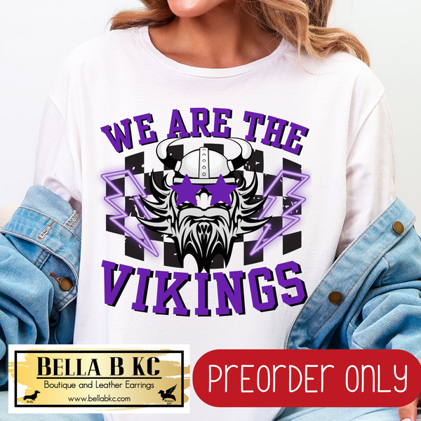 **PREORDER ONLY** We are the Vikings Checkered Mascot Tee or Sweatshirt - 1 Week Turn Around from Date of Order