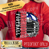 **PREORDER ONLY** Patriots Football Split Helmet - Tee or Sweatshirt - 1 Week Turn Around from Date of Order