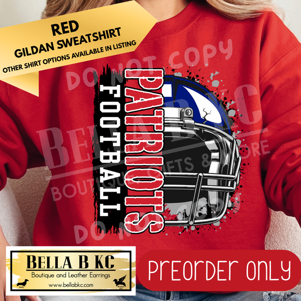 **PREORDER ONLY** Patriots Football Split Helmet - Tee or Sweatshirt - 1 Week Turn Around from Date of Order