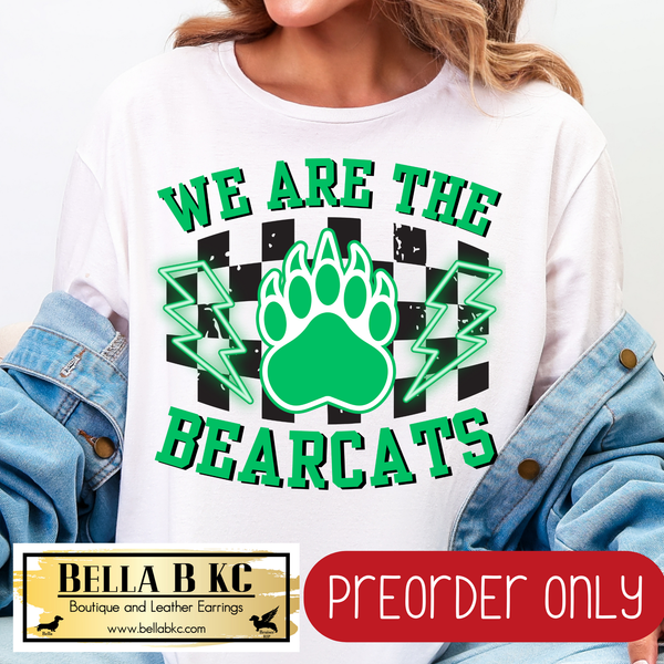 **PREORDER ONLY** We are the Bearcats Checkered Mascot Tee or Sweatshirt - 1 Week Turn Around from Date of Order