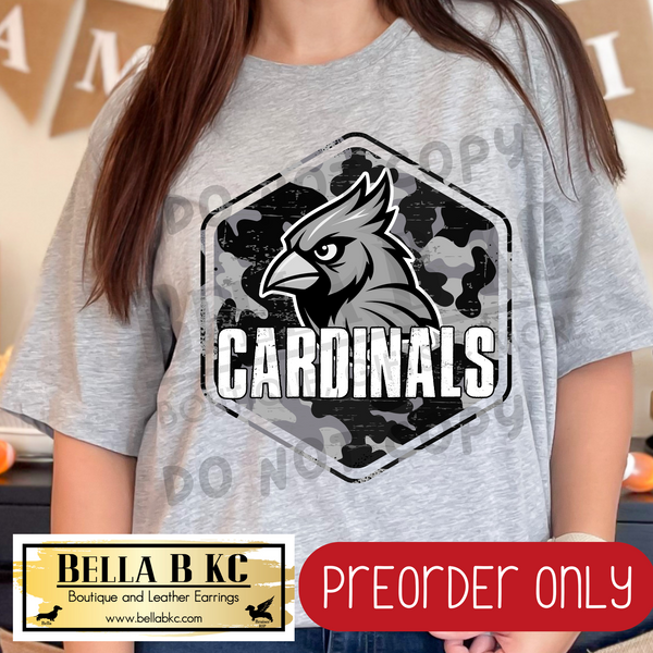**PREORDER ONLY** Cardinals Camo Mascot Tee or Sweatshirt - 1 Week Turn Around from Date of Order