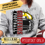 **PREORDER ONLY** Griffins Football Split Helmet - Tee or Sweatshirt - 1 Week Turn Around from Date of Order