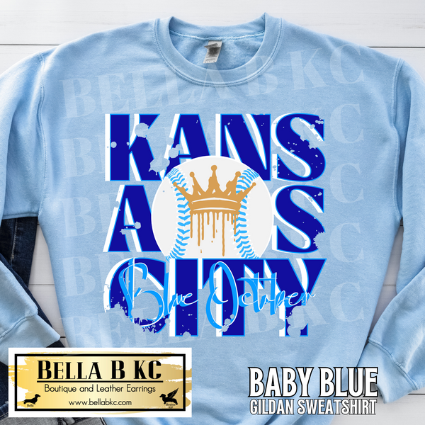 Kansas City Baseball Blue October Grunge Tee or Sweatshirt