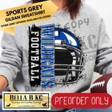 **PREORDER ONLY** Wildcats BLUE Football Split Helmet - Tee or Sweatshirt - 1 Week Turn Around from Date of Order