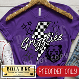 **PREORDER ONLY** Grizzlies Checkered Bolt - Tee or Sweatshirt - 1 Week Turn Around from Date of Order
