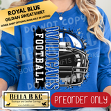 **PREORDER ONLY** Wildcats BLUE Football Split Helmet - Tee or Sweatshirt - 1 Week Turn Around from Date of Order