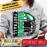 **PREORDER ONLY** Falcons Football Split Helmet - Tee or Sweatshirt - 1 Week Turn Around from Date of Order