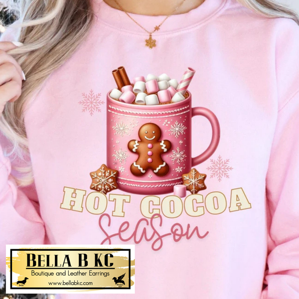 Christmas - Hot Cocoa Season Gingerbread Pink Tee or Sweatshirt