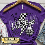 **PREORDER ONLY** Vikings Checkered Bolt - Tee or Sweatshirt - 1 Week Turn Around from Date of Order