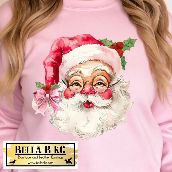 Christmas - Rosy Pink Cheek Santa Tee or Sweatshirt