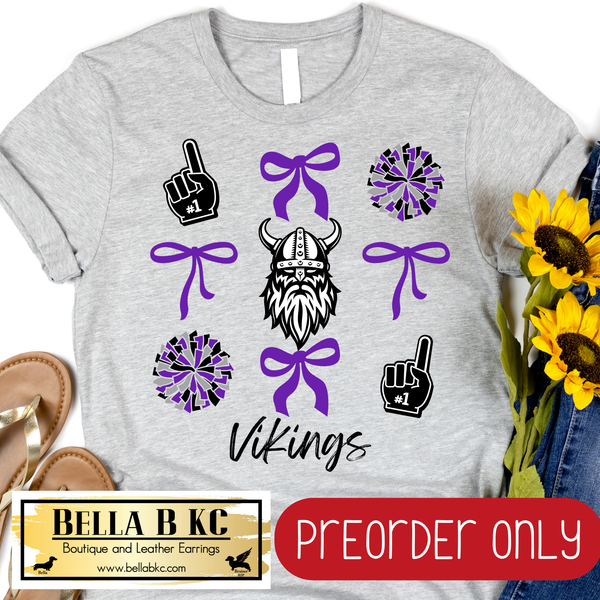 **PREORDER ONLY** Vikings Coquette Bows Tee or Sweatshirt - 1 Week Turn Around from Date of Order
