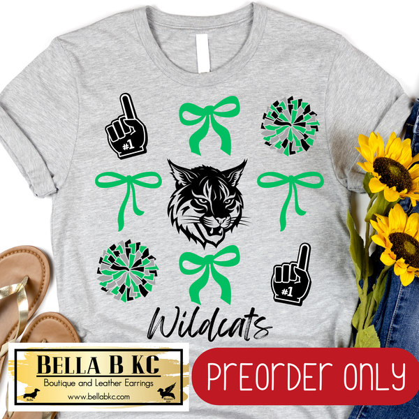 **PREORDER ONLY** Wildcats GREEN Coquette Bows Tee or Sweatshirt - 1 Week Turn Around from Date of Order