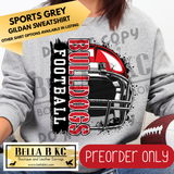 **PREORDER ONLY** Bulldogs Football Split Helmet - Tee or Sweatshirt - 1 Week Turn Around from Date of Order