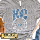 Kansas City Baseball **FAUX Sequin* V1 Tee or Sweatshirt