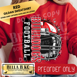 **PREORDER ONLY** Bulldogs Football Split Helmet - Tee or Sweatshirt - 1 Week Turn Around from Date of Order
