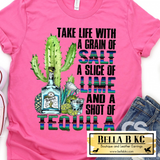 Take Life with a Grain of Salt, Lime and Tequila Cactus Tee