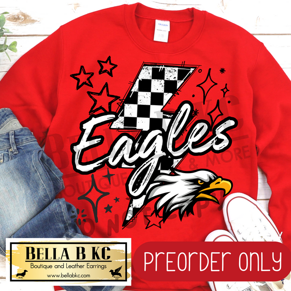 **PREORDER ONLY** Eagles Checkered Bolt - Tee or Sweatshirt - 1 Week Turn Around from Date of Order