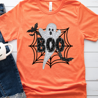 FAUX Sequin BOO Ghost Spider Web Tee