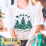 Christmas - Merry Christmas Pine Trees and Santa Tee or Sweatshirt