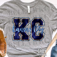 Kansas City Baseball KC Leopard FAUX FOIL Tee or Sweatshirt (PRINTED to look like foil)