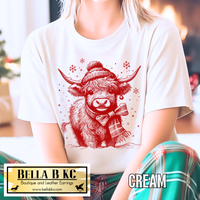 Christmas - Christmas Red Highland Cow Tee or Sweatshirt