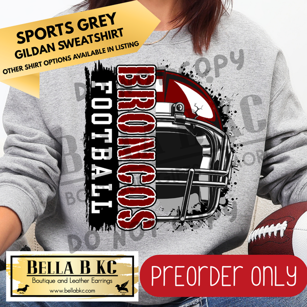 **PREORDER ONLY** Broncos Football Split Helmet - Tee or Sweatshirt - 1 Week Turn Around from Date of Order
