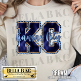 Kansas City Baseball KC Leopard FAUX FOIL Tee or Sweatshirt (PRINTED to look like foil)