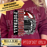 **PREORDER ONLY** Broncos Football Split Helmet - Tee or Sweatshirt - 1 Week Turn Around from Date of Order