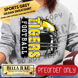 **PREORDER ONLY** Tigers Football Split Helmet - Tee or Sweatshirt - 1 Week Turn Around from Date of Order