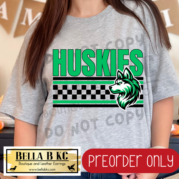 **PREORDER ONLY** Huskies Checkered Lines Mascot Tee or Sweatshirt - 1 Week Turn Around from Date of Order