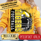 **PREORDER ONLY** Tigers Football Split Helmet - Tee or Sweatshirt - 1 Week Turn Around from Date of Order
