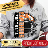 **PREORDER ONLY** Panthers (Orange) Football Split Helmet - Tee or Sweatshirt - 1 Week Turn Around from Date of Order
