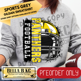 **PREORDER ONLY** Panthers (Yellow) Football Split Helmet - Tee or Sweatshirt - 1 Week Turn Around from Date of Order