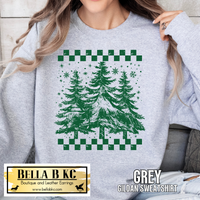 Christmas - Checkered Pine Trees Tee or Sweatshirt