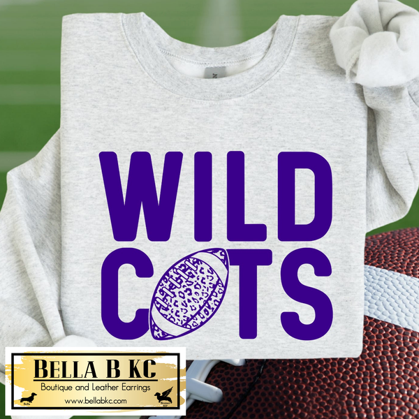 Wildcats Leopard Football  - Purple Print - Tee or Sweatshirt