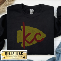 Kansas City Football Arrowhead KC - Metallic Holographic Spangle Tee or Sweatshirt