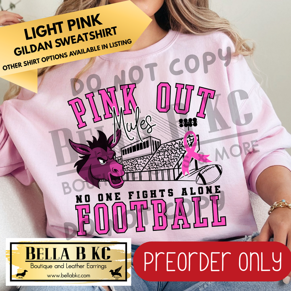 **PREORDER ONLY** Mules Pink Out Football Bleachers - Tee or Sweatshirt - 1 Week Turn Around from Date of Order