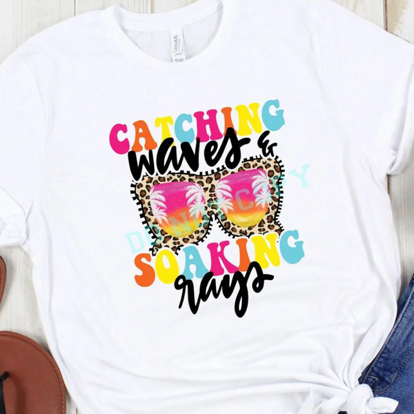 Summer - Catching Waves Soaking Rays Leopard Tee