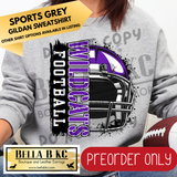 **PREORDER ONLY** Wildcats Football Split Helmet - Tee or Sweatshirt - 1 Week Turn Around from Date of Order