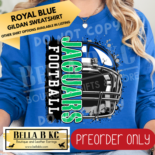 **PREORDER ONLY** Jaguars Football Split Helmet - Tee or Sweatshirt - 1 Week Turn Around from Date of Order