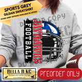 **PREORDER ONLY** Jayhawks KU Football Split Helmet - Tee or Sweatshirt - 1 Week Turn Around from Date of Order