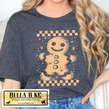 Christmas - Checkered Gingerbread Man Tee or Sweatshirt