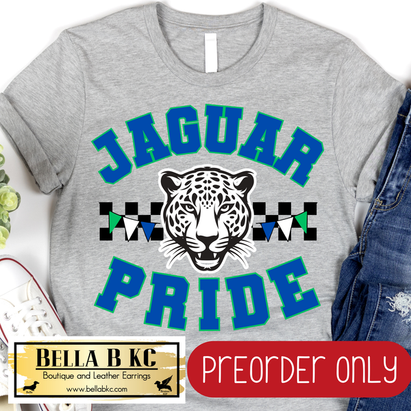 **PREORDER ONLY** Jaguar Pride Checkered Mascot Tee or Sweatshirt - 1 Week Turn Around from Date of Order