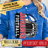 **PREORDER ONLY** Jayhawks KU Football Split Helmet - Tee or Sweatshirt - 1 Week Turn Around from Date of Order