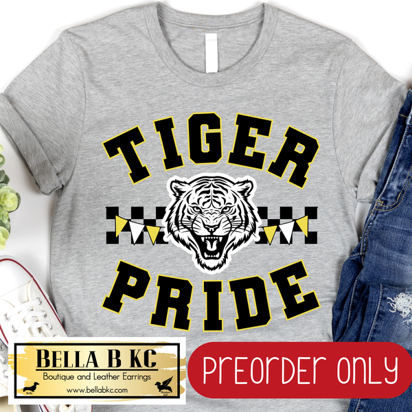 **PREORDER ONLY** Tiger Pride Checkered Mascot Tee or Sweatshirt - 1 Week Turn Around from Date of Order