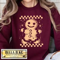 Christmas - Checkered Gingerbread Man Tee or Sweatshirt