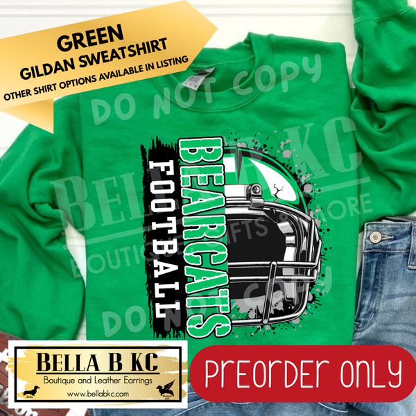 **PREORDER ONLY** Bearcats Football Split Helmet - Tee or Sweatshirt - 1 Week Turn Around from Date of Order